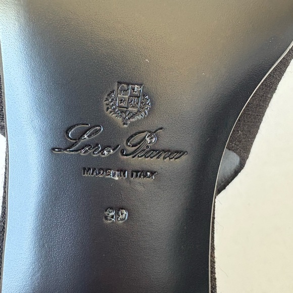 Loro Piana Black Wool Leather Slingback Flats Rebecca Sz 39 Classic Pointy Toe - Picture 7 of 8